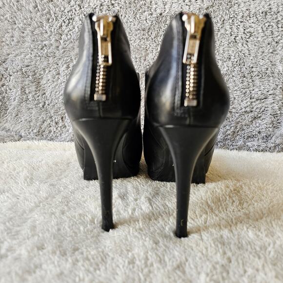 Nine West‎ Women's Haywire Leather Bootie Platform Heels Size 8M Black Back Zip - Picture 3 of 9